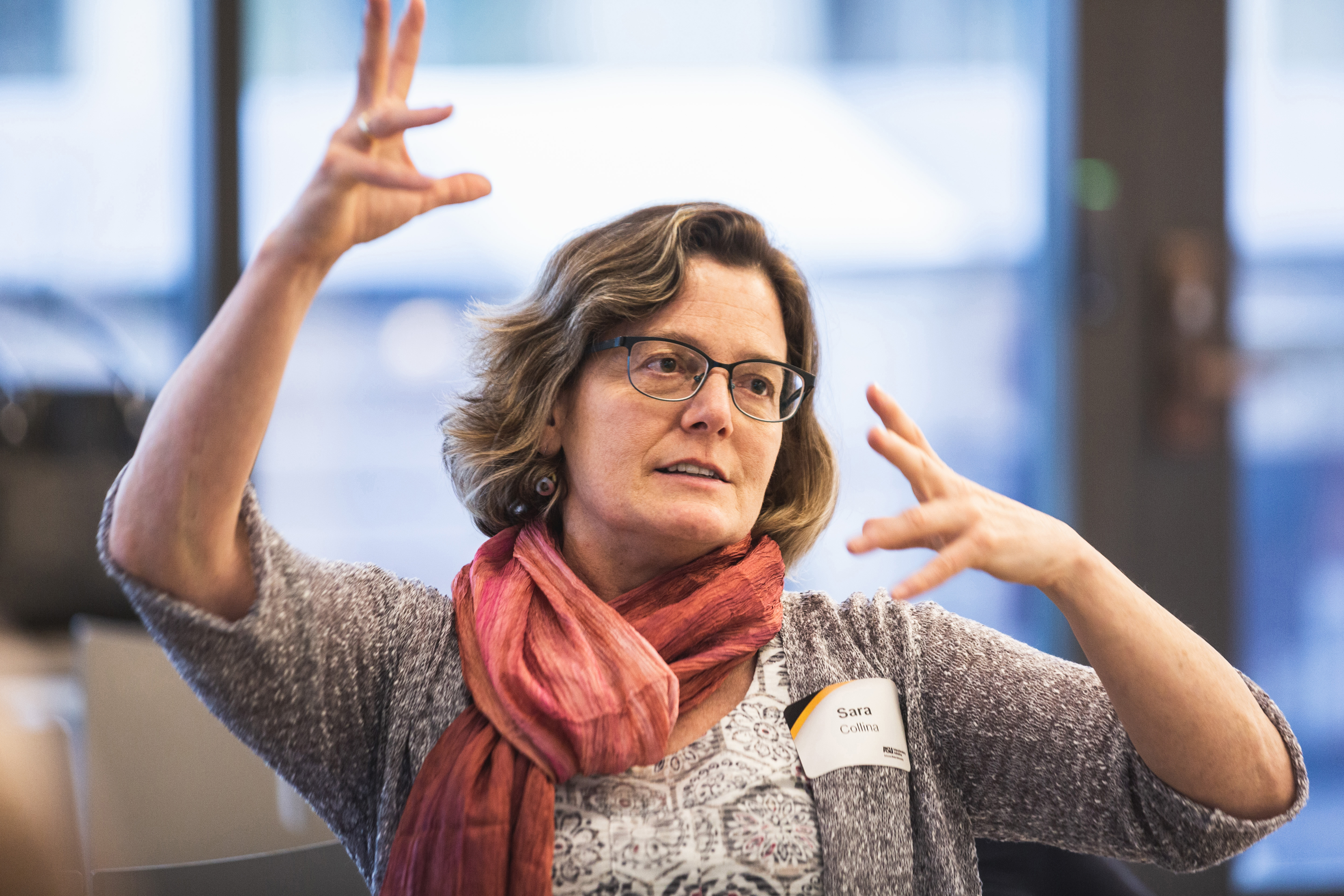 Sara Collina speaks during a panel discussion at The Future of Leadership: Transforming Organizational Culture workshop on March 3, 2019