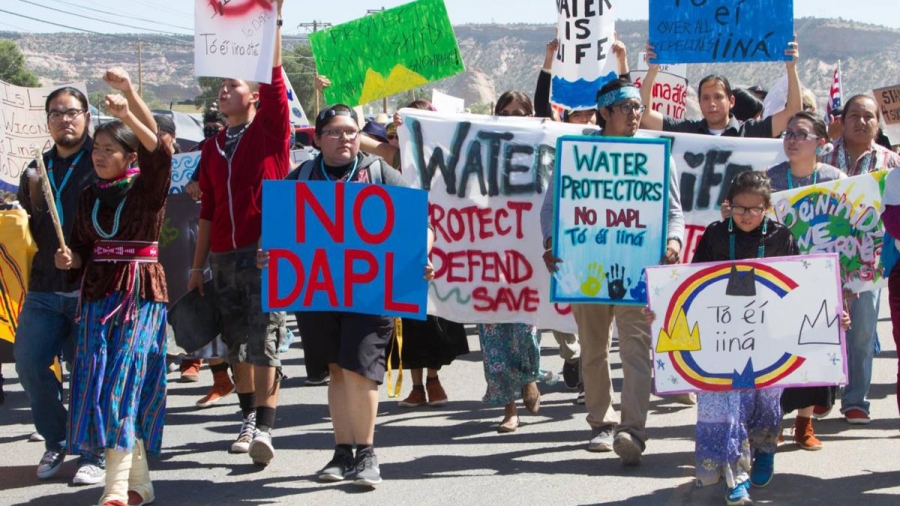 Water protectors protesting Dakota Access Pipeline