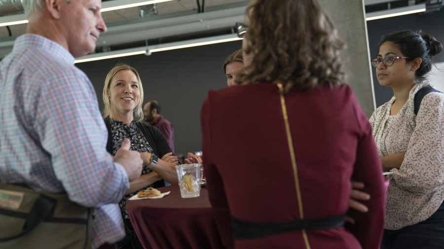 Dave White, Director of the Global Institute of Sustainability, catches up with Jenni Vanos, assistant professor at the School of Sustainability, and Patricia Solis, KER's Executive Director.