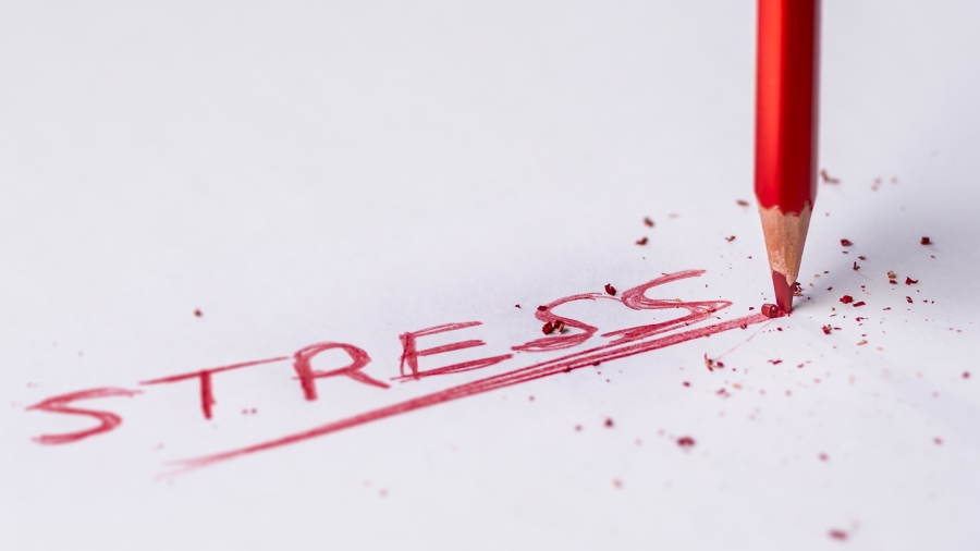 Pencil underlining the word "stress"