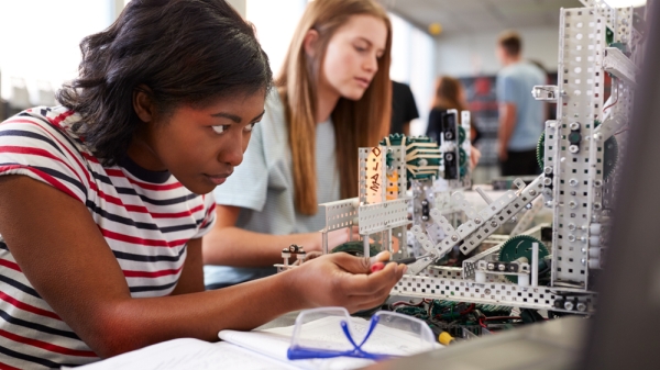 Youth working on STEM project