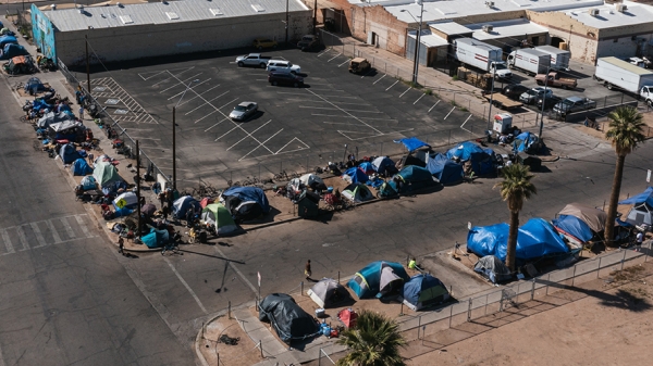 Unsheltered Phoenicians camp in the zone