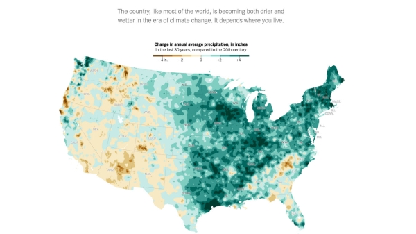 Map of annual average precipitation across the U.S.